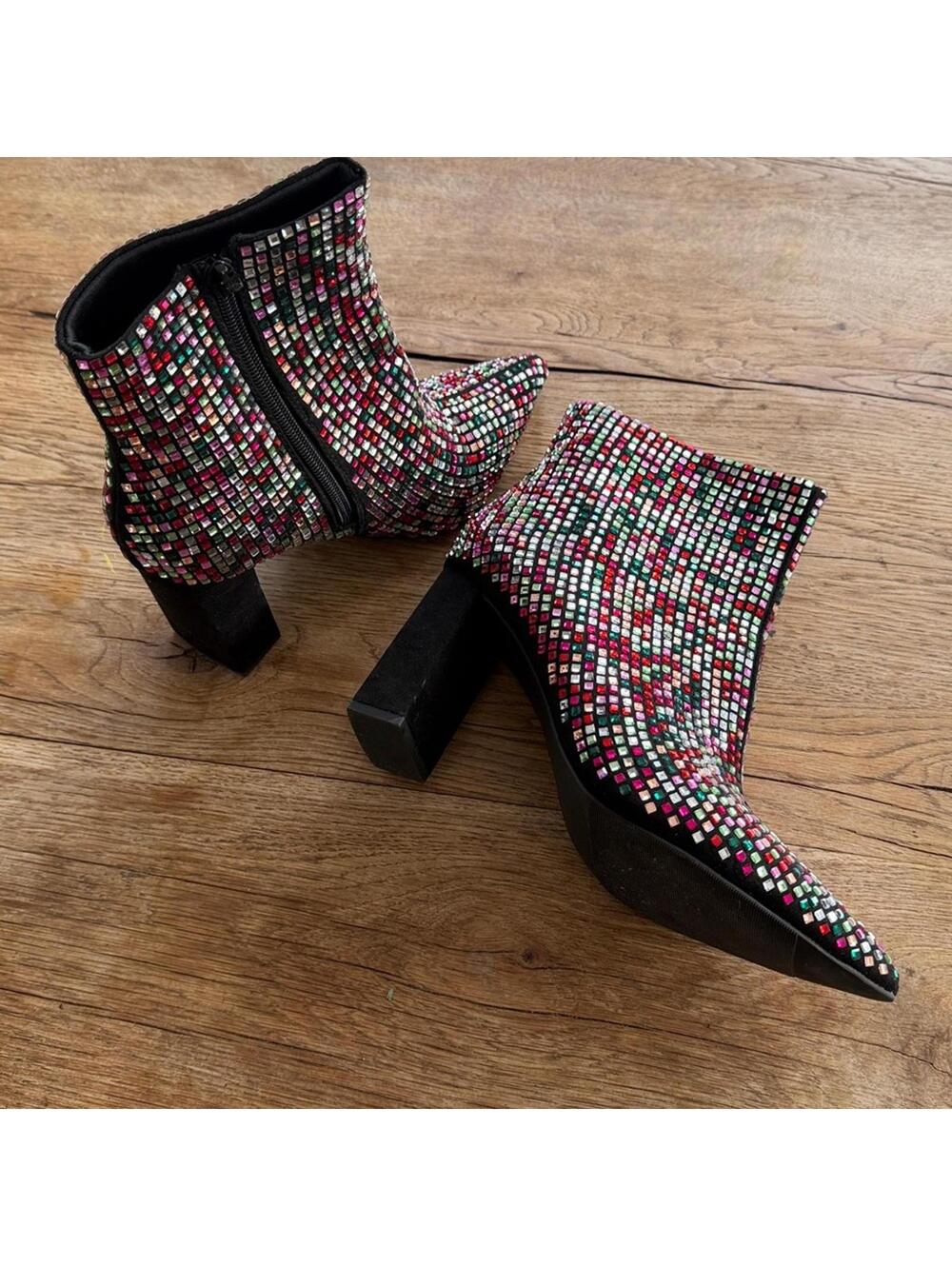 Wild Pair Ingridd multicolored bling dress booties size 8